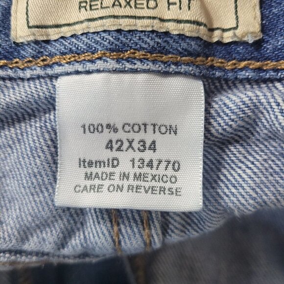 Vtg L.L. Bean Relaxed Fit Blue Jeans 42x34 Big Mens Med Wash Heavy Work Denim - Picture 8 of 9